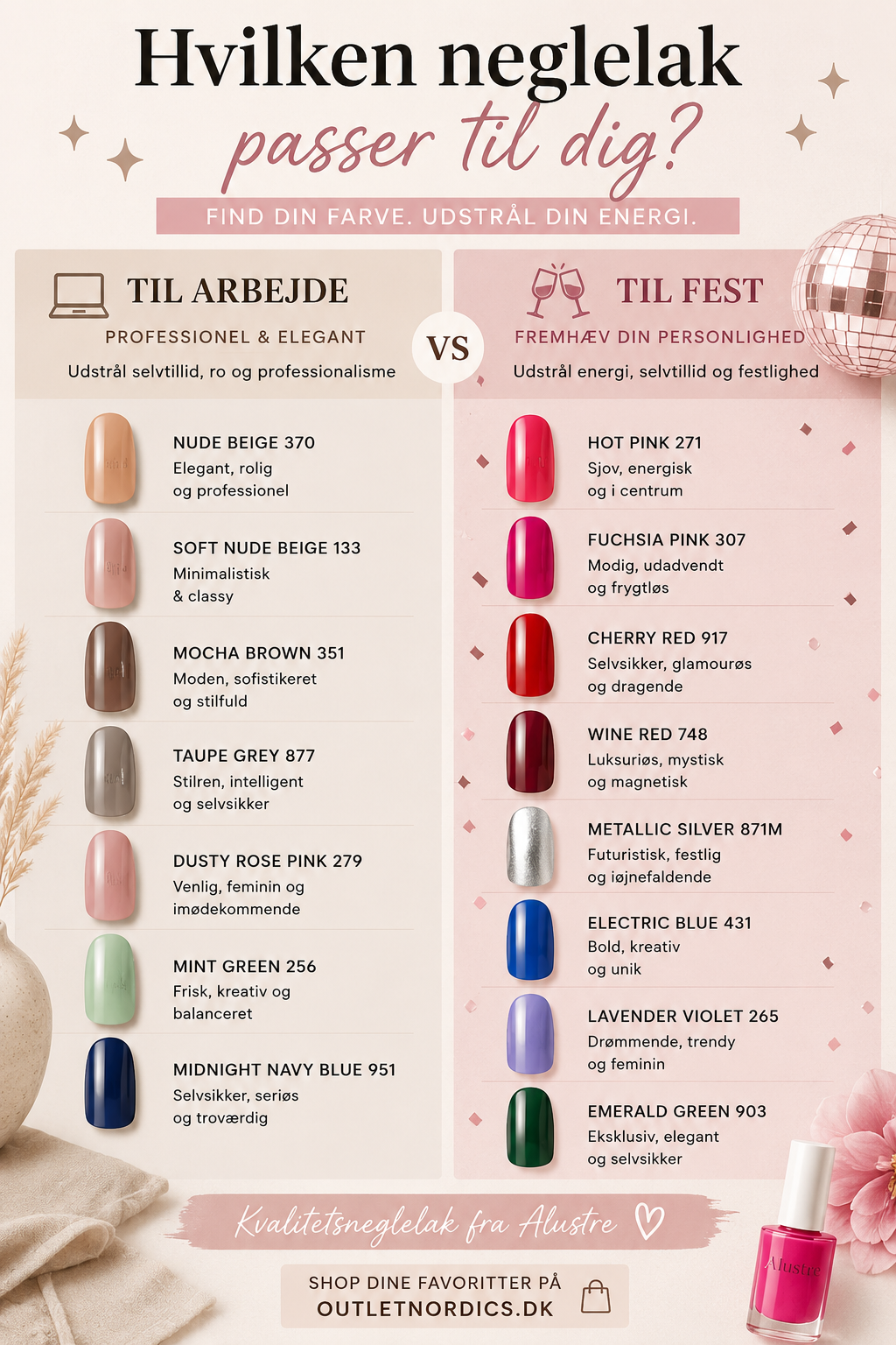 Hvilken neglelak passer til dig – Alustre farvepalette til arbejde og fest