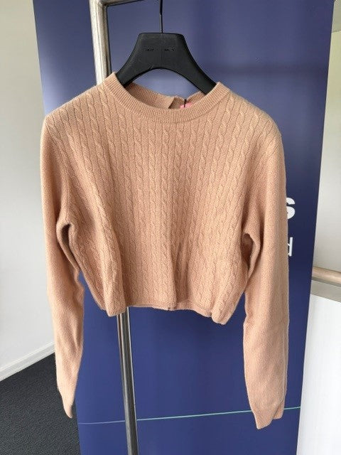 Lysbrun sweater kort str 34/XS