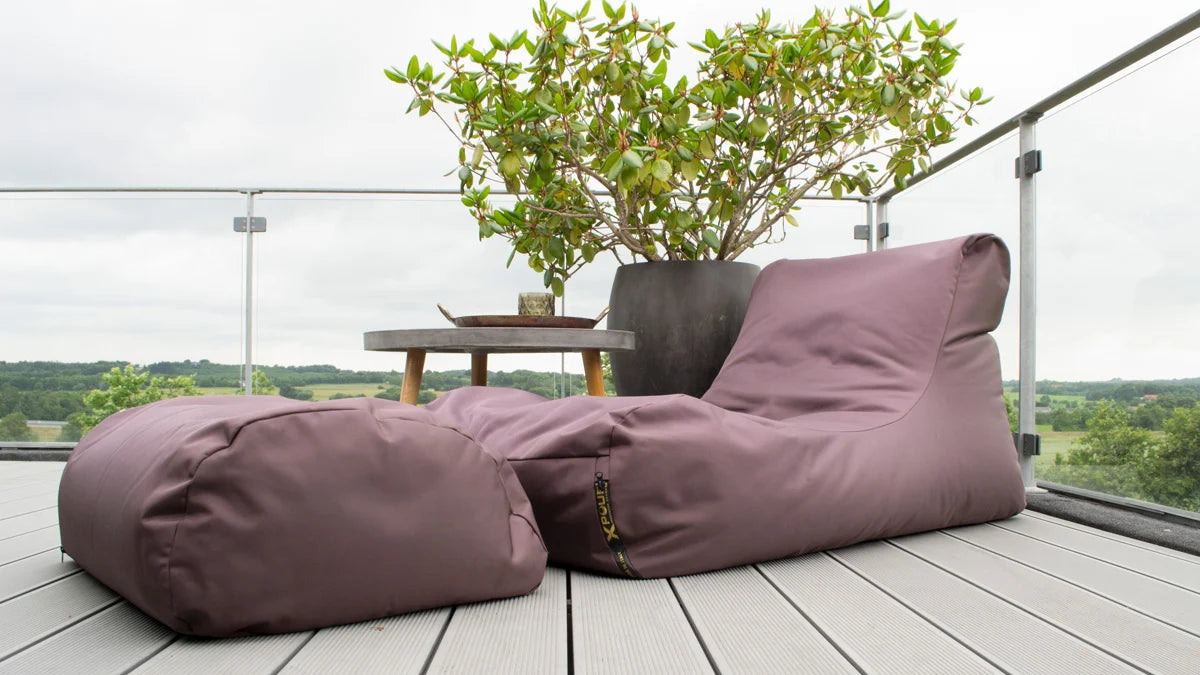 Xpouf X-Long Liggestol 1680D med fodskammel vandtæt – Brun